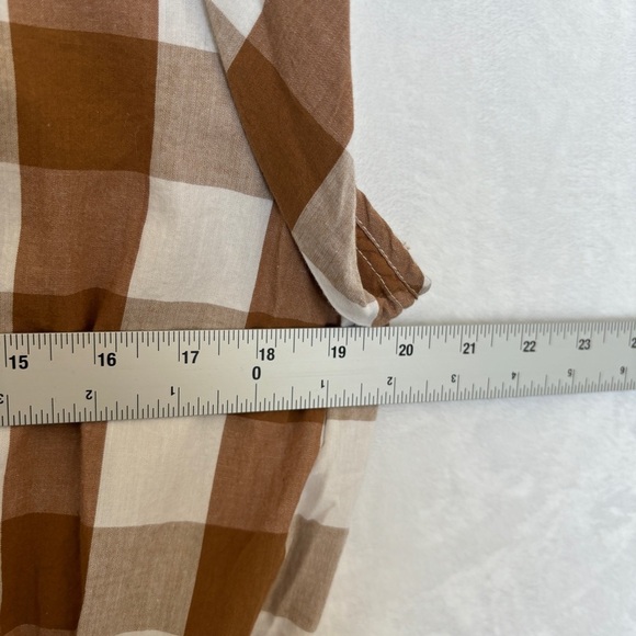 WHIT TWO Anthropologie womens white tan plaid casual Gingham Romper size XL - Picture 7 of 9